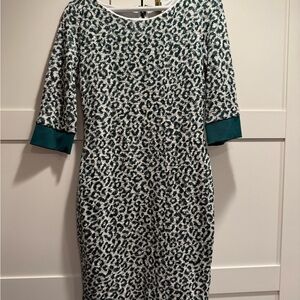 Elegant Green Leopard Print Dress